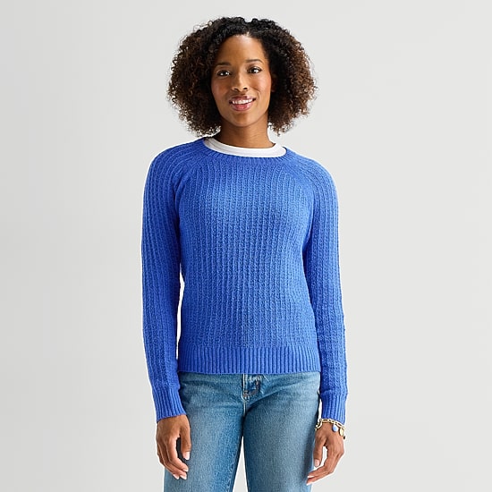 St. John's Bay Womens Crew Neck Long Sleeve Pullover Sweater