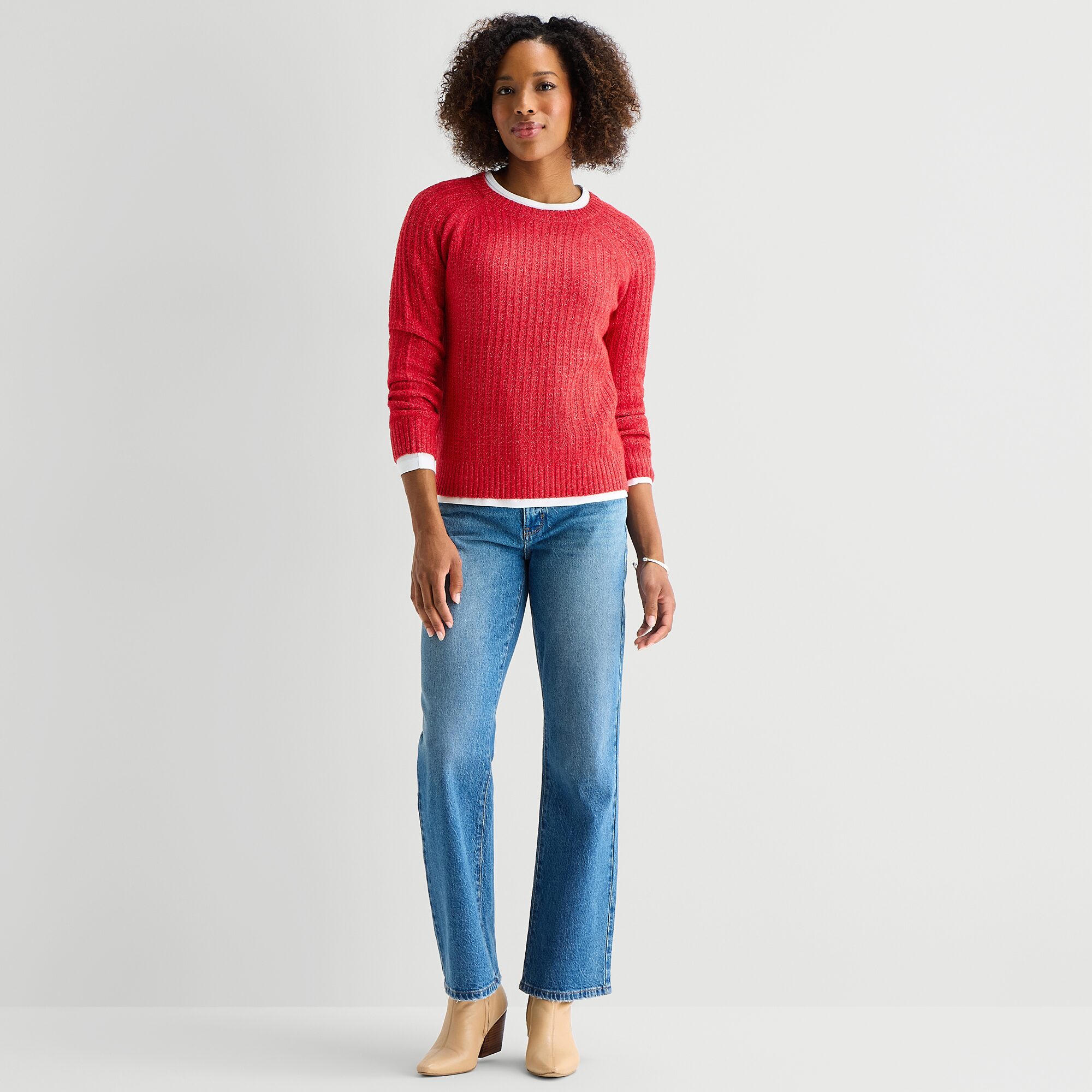 St. John's Bay Womens Crew Neck Long Sleeve Pullover Sweater