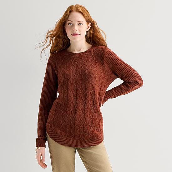 St. John's Bay Womens Crew Neck Long Sleeve Pullover Sweater