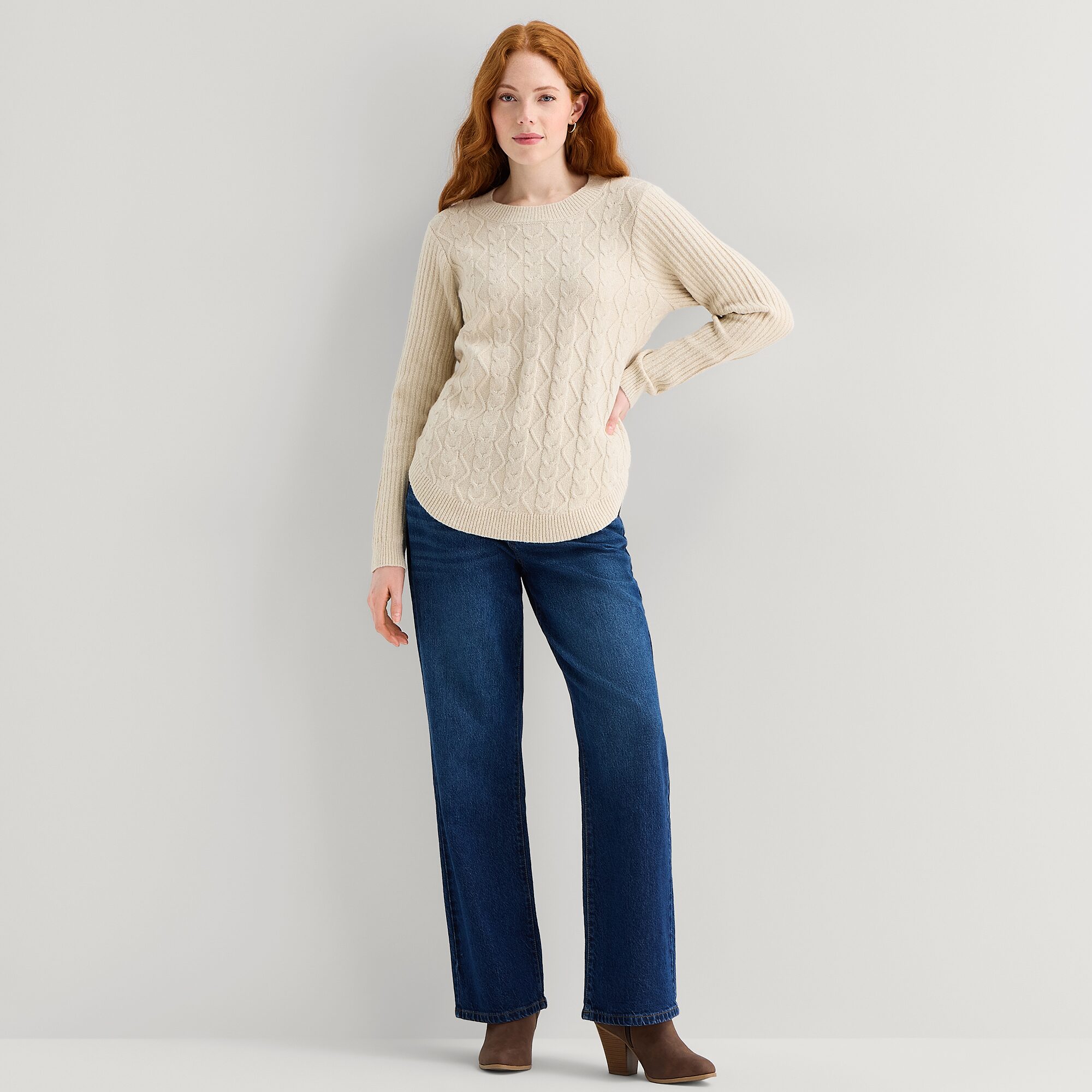 St. John's Bay Womens Crew Neck Long Sleeve Pullover Sweater