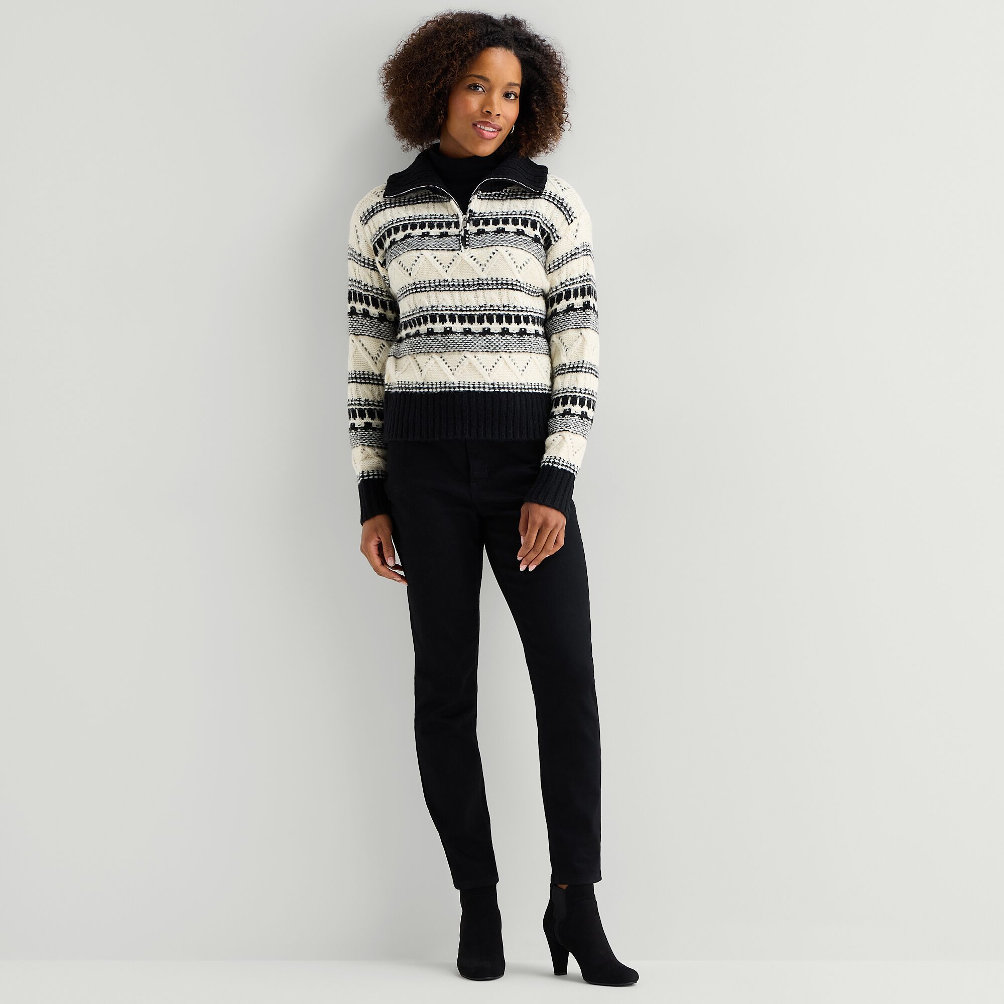 St. John's Bay Womens Long Sleeve Striped Pullover Sweater
