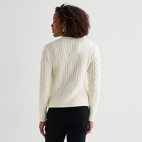 St. John's Bay Womens Crew Neck Long Sleeve Pullover Sweater