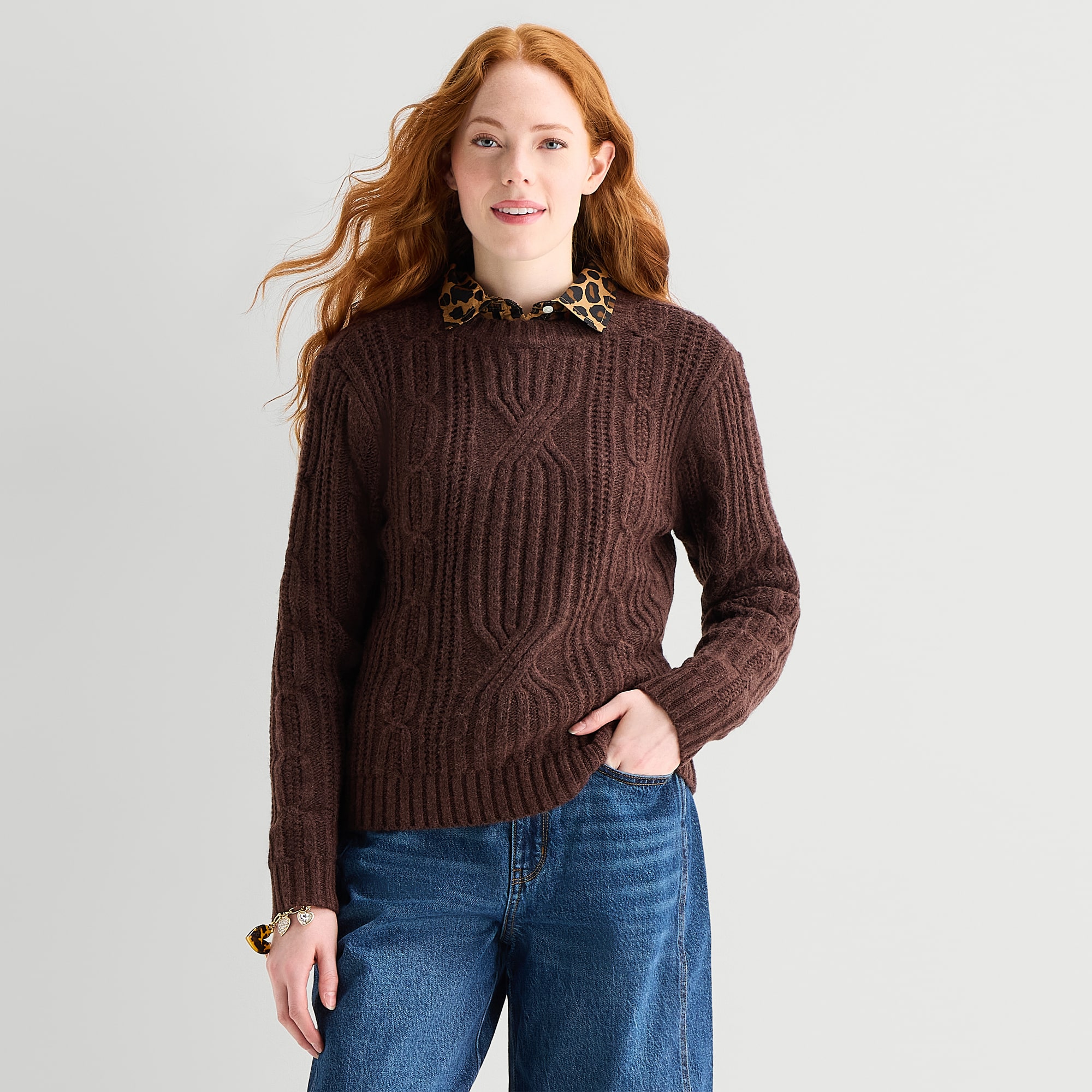 St. John's Bay Womens Crew Neck Long Sleeve Pullover Sweater