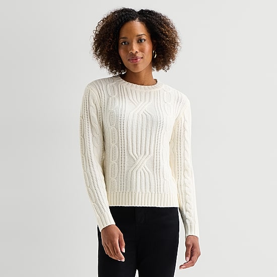 St. John's Bay Womens Crew Neck Long Sleeve Pullover Sweater