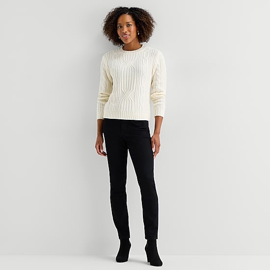 St. John's Bay Womens Crew Neck Long Sleeve Pullover Sweater