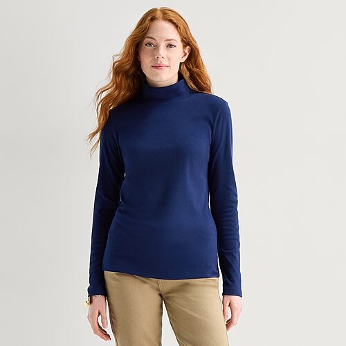 St. John's Bay Womens Mock Neck Long Sleeve T-shirt In Blue