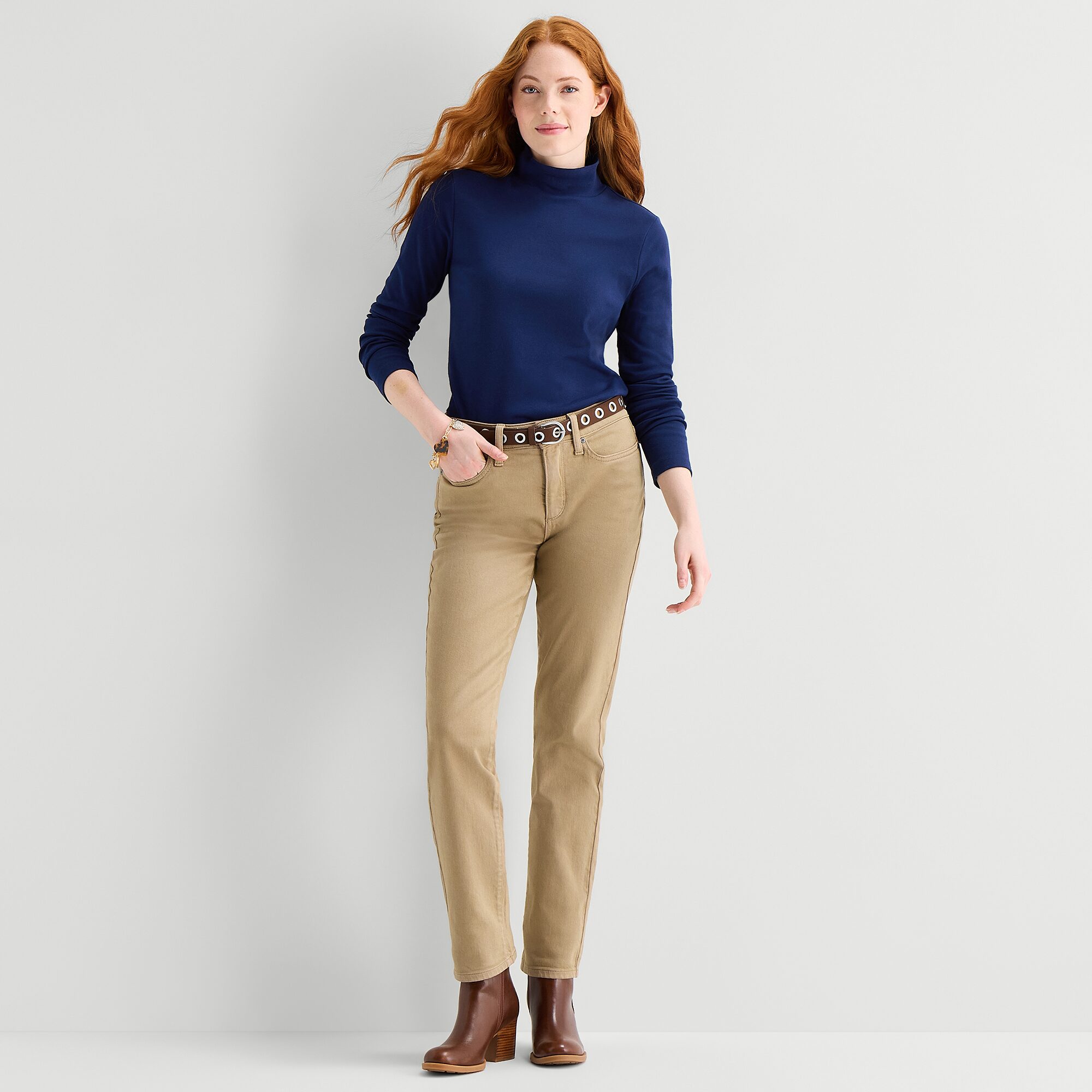 St. John's Bay Womens Mock Neck Long Sleeve T-Shirt