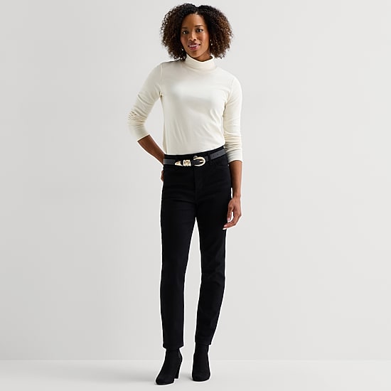 St. John's Bay Womens Mock Neck Long Sleeve T-Shirt