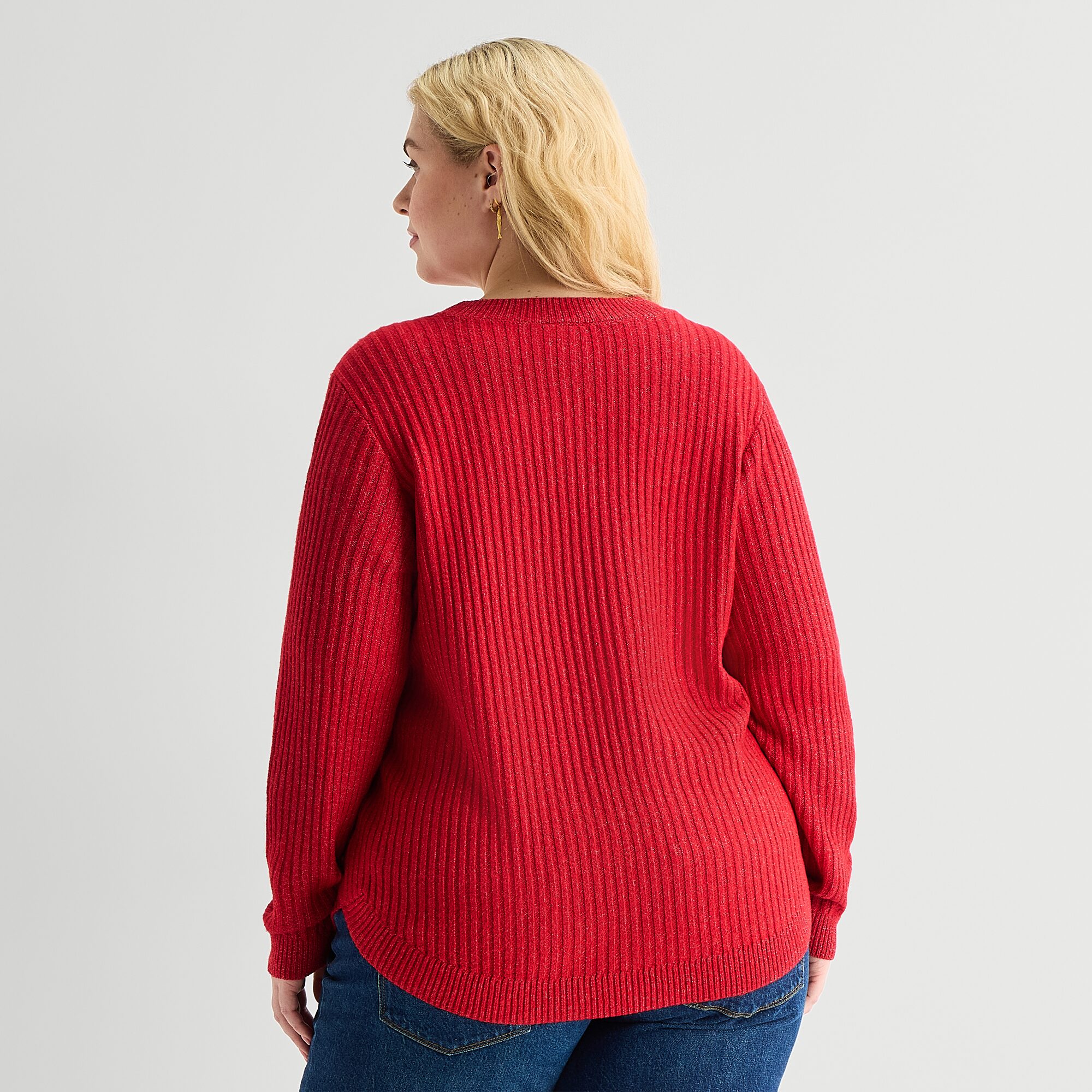 St. John's Bay Plus Womens Crew Neck Long Sleeve Pullover Sweater