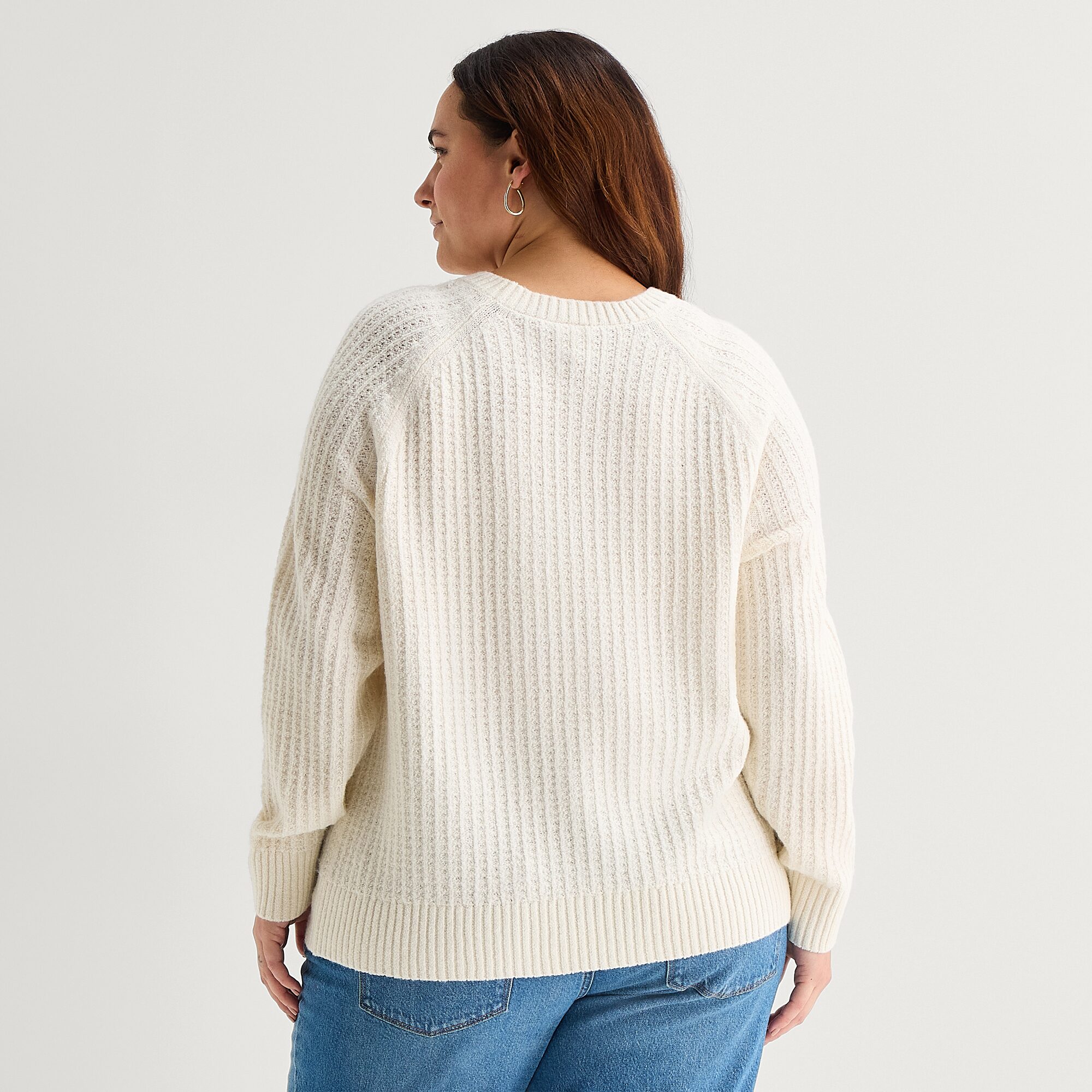 St. John's Bay Plus Womens Crew Neck Long Sleeve Pullover Sweater