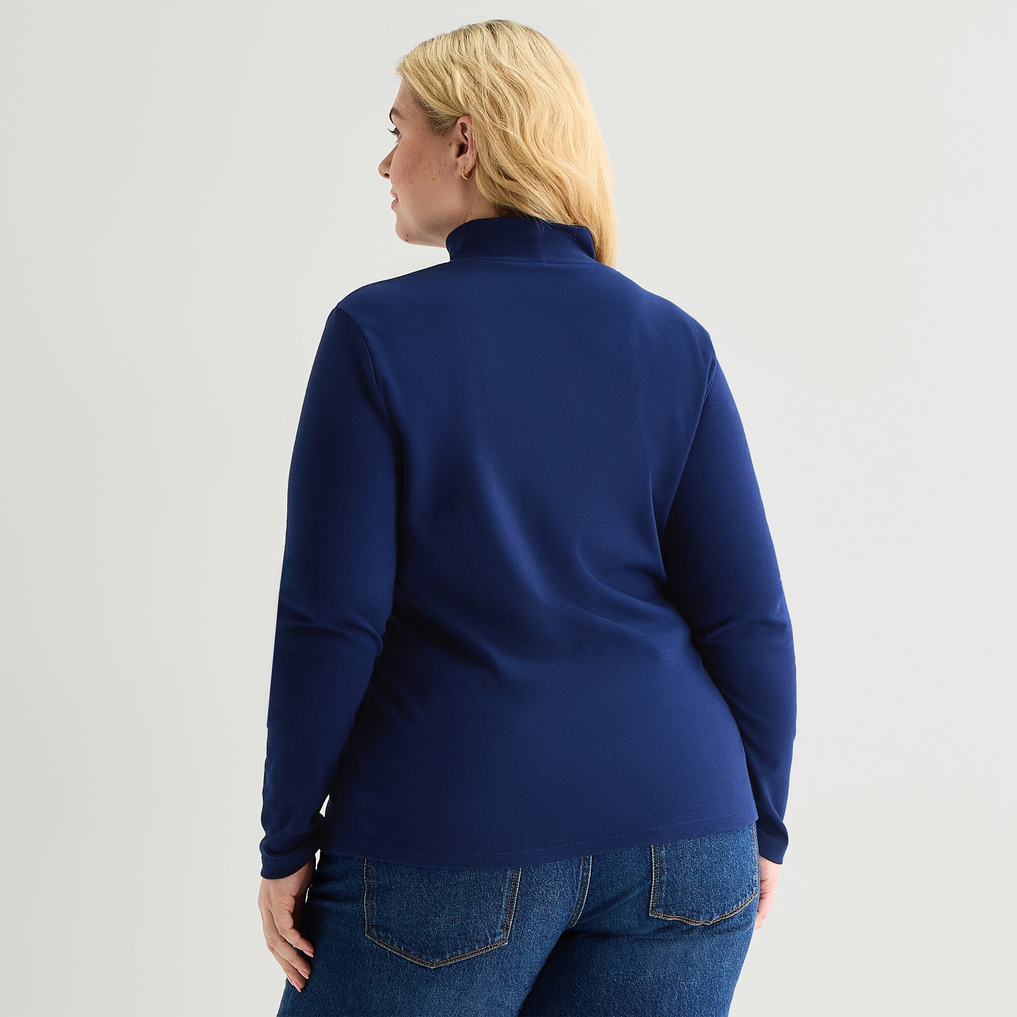 St. John's Bay Womens Plus Mock Neck Long Sleeve T-Shirt