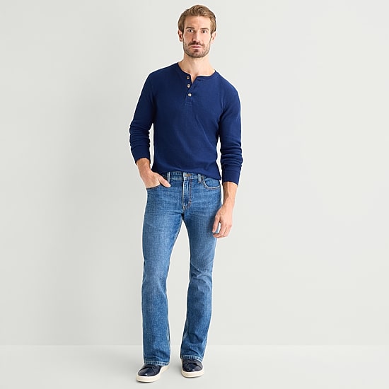 St. John's Bay Waffle Mens Henley Neck Long Sleeve Classic Fit Thermal Top