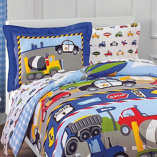Dream Factory Trains and Trucks Complete Bed Set
