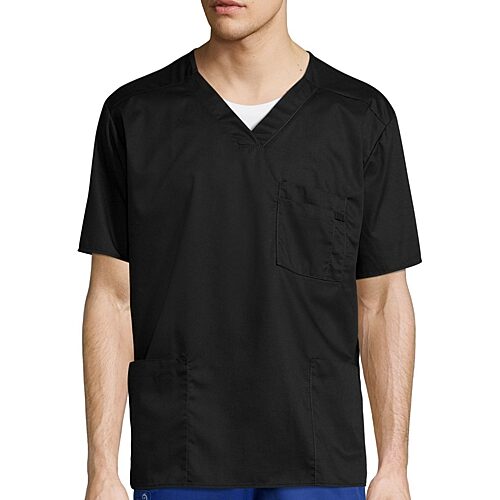 Wink Wonderwork Mens Big and Tall V Neck Short Sleeve Tag Free Scrub Top, 5x-large, Black