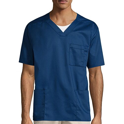 Wink Wonderwork Mens Big and Tall V Neck Short Sleeve Tag Free Scrub Top, 5x-large, Blue