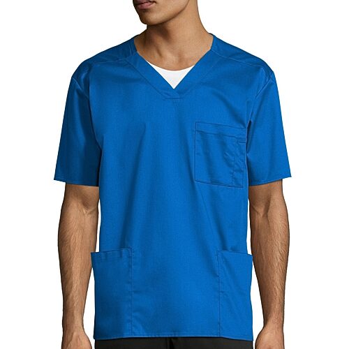 Wink Wonderwork Mens Big and Tall V Neck Short Sleeve Tag Free Scrub Top, 5x-large, Blue