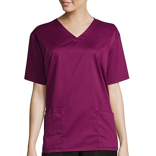 Wink Wonderwork Womens V Neck Short Sleeve Tag Free Scrub Top, X-large, Purple