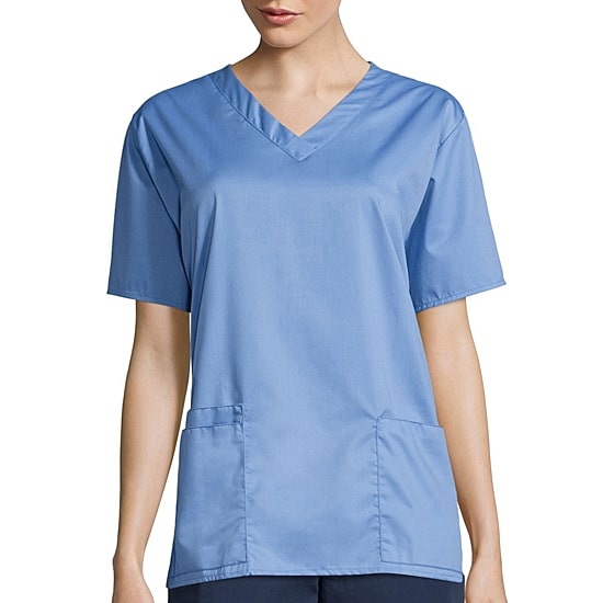 Wink® Wonderwork Womens V Neck Short Sleeve Tag Free Scrub Top