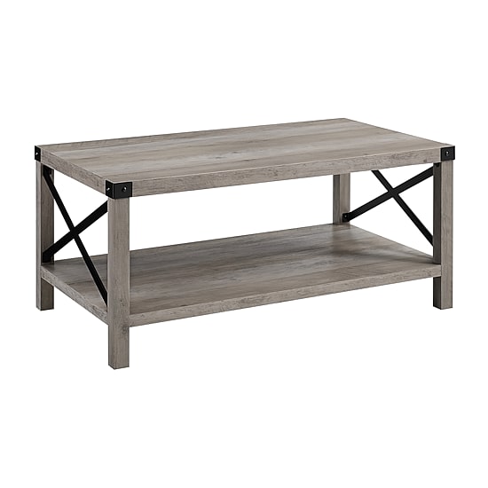 Metal X Rustic Wood Coffee Table