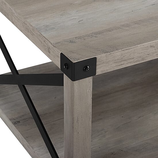 Metal X Rustic Wood Coffee Table