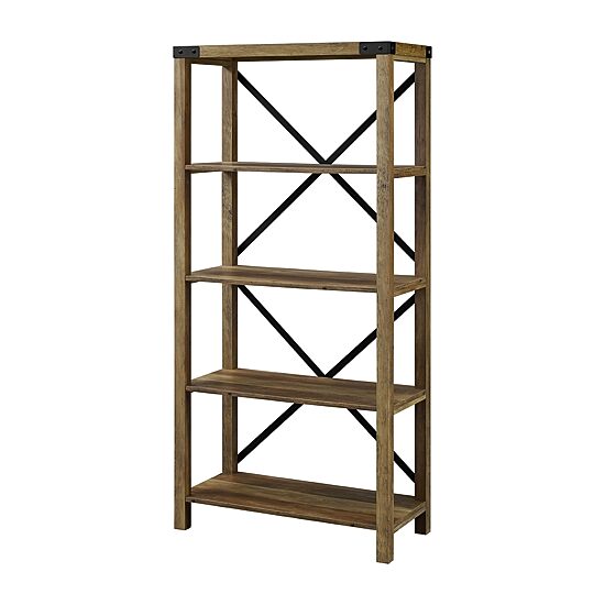 Farmhouse Metal Accented Wood Bookcase
