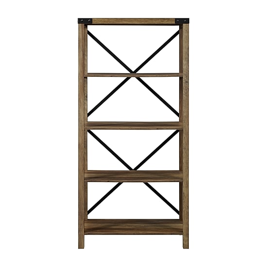 Farmhouse Metal Accented Wood Bookcase