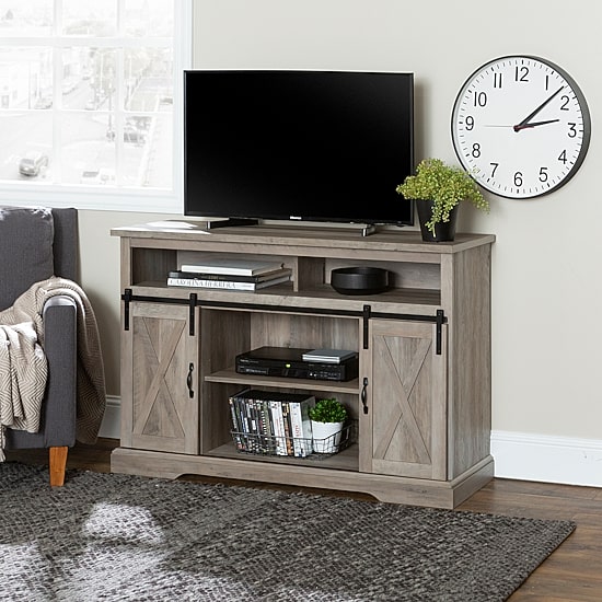 Farmhouse Sliding Door Highboy TV Stand