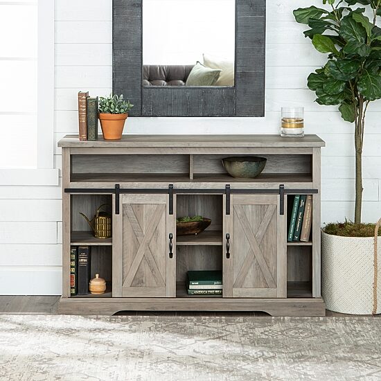 Farmhouse Sliding Door Highboy TV Stand