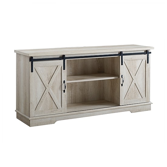 Farmhouse 65" Sliding Barndoor Wood TV Stand