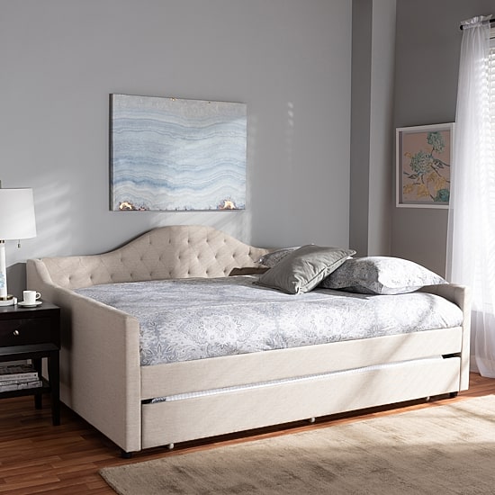 Eliza Tufted Upholstered Queen Daybed with Trundle