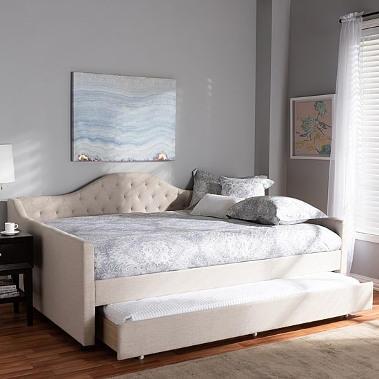Eliza Tufted Upholstered Queen Daybed with Trundle
