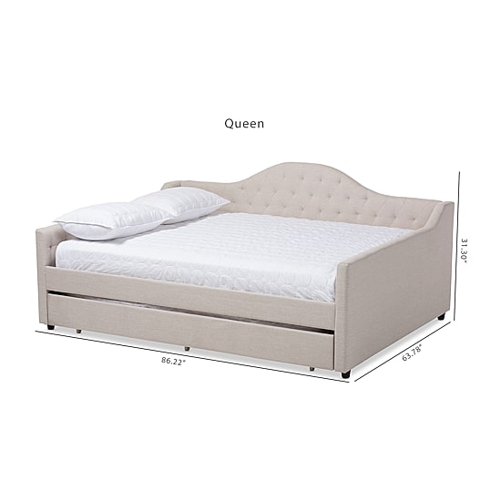 Eliza Tufted Upholstered Queen Daybed with Trundle