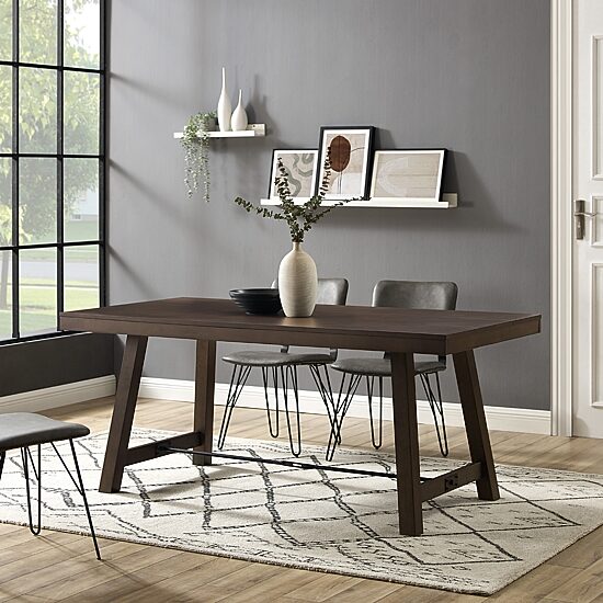 Walker Edison Rectangular Wood-Top Dining Table