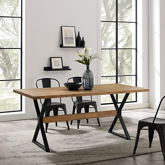 Walker Edison Rectangular Wood-Top Dining Table