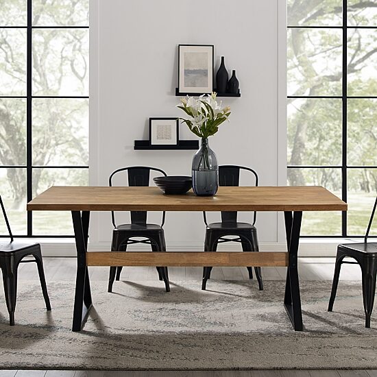 Walker Edison Rectangular Wood-Top Dining Table