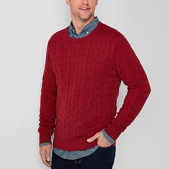St. John's Bay Cable Mens Crew Neck Long Sleeve Pullover Sweater