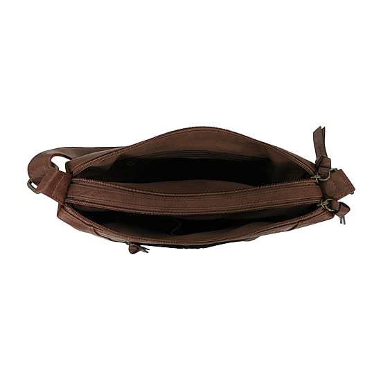 Bueno of California Double Zip Hobo Crossbody Bag