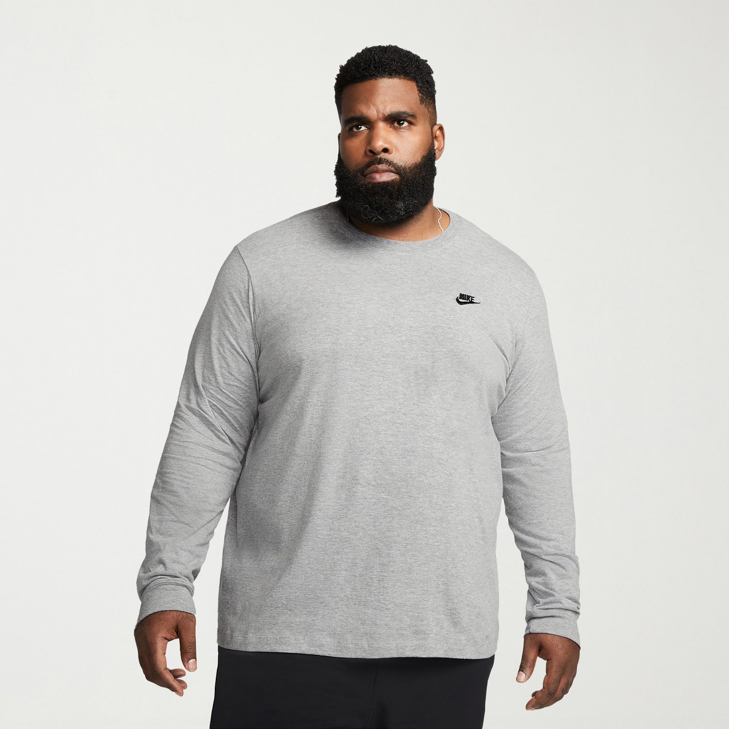 Nike Club Mens Crew Neck Long Sleeve Quick Dry Active Big and Tall T-Shirt