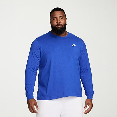 Nike Club Mens Crew Neck Long Sleeve Quick Dry Active Big and Tall T-Shirt, 2x-large Tall, Blue