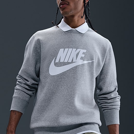 Nike Club Fleece Mens Crew Neck Long Sleeve Big and Tall Sweatshirt