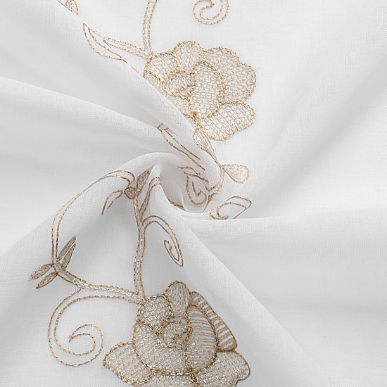 Runyan Embroidered Grommet Top Sheer Set of 2 Curtain Panel