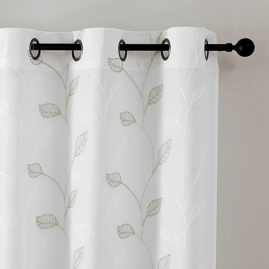 Esmeray Embroidered Grommet Top Sheer Set of 2 Curtain Panel