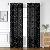 Luke Embroidered Grommet Top Light-Filtering Set of 2 Curtain Panel