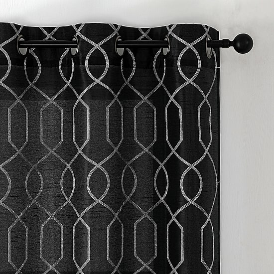 Luke Embroidered Grommet Top Light-Filtering Set of 2 Curtain Panel