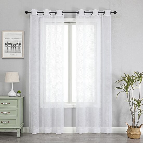 Priscilla Grommet Top Sheer Set of 2 Curtain Panel