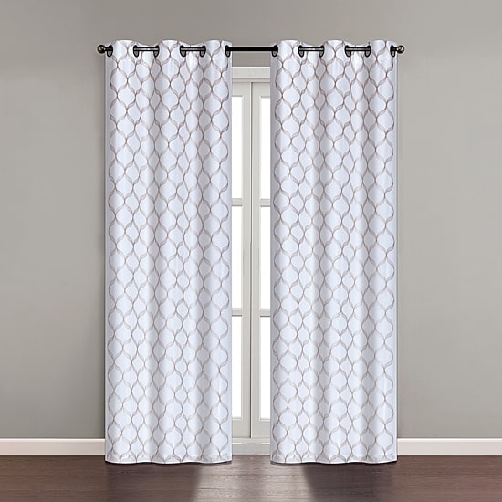 Rowan Embroidered Grommet Top Light-Filtering Set of 2 Curtain Panel