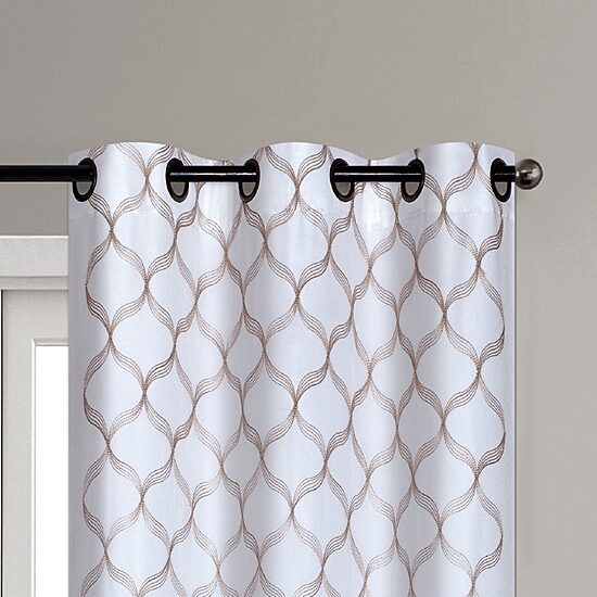 Rowan Embroidered Grommet Top Light-Filtering Set of 2 Curtain Panel