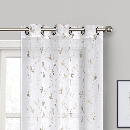 Regal Home Addison Embroidered Grommet Top Embroidered Sheer Set of 2 Curtain Panel