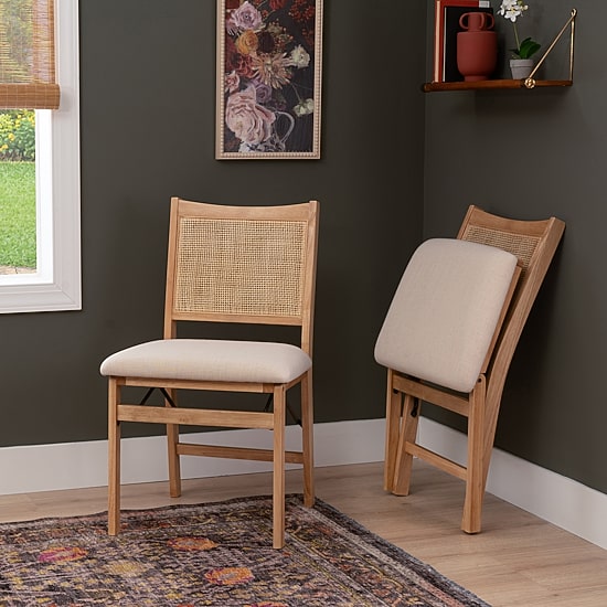 Linon Bonnie Cane Folding Chair