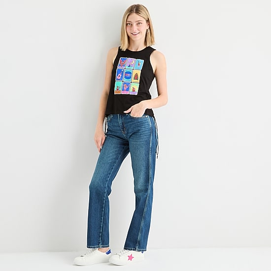 Coco Loteria Side Womens Juniors Round Neck Sleeveless Tank Top
